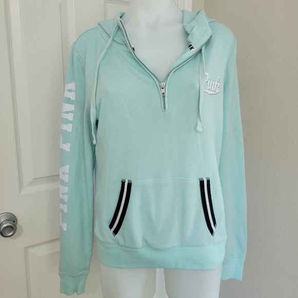 PINK Victoria's Secret 1/4 Zip Pull Over Hoodie S EUC Mint Vintage - Picture 8 of 15